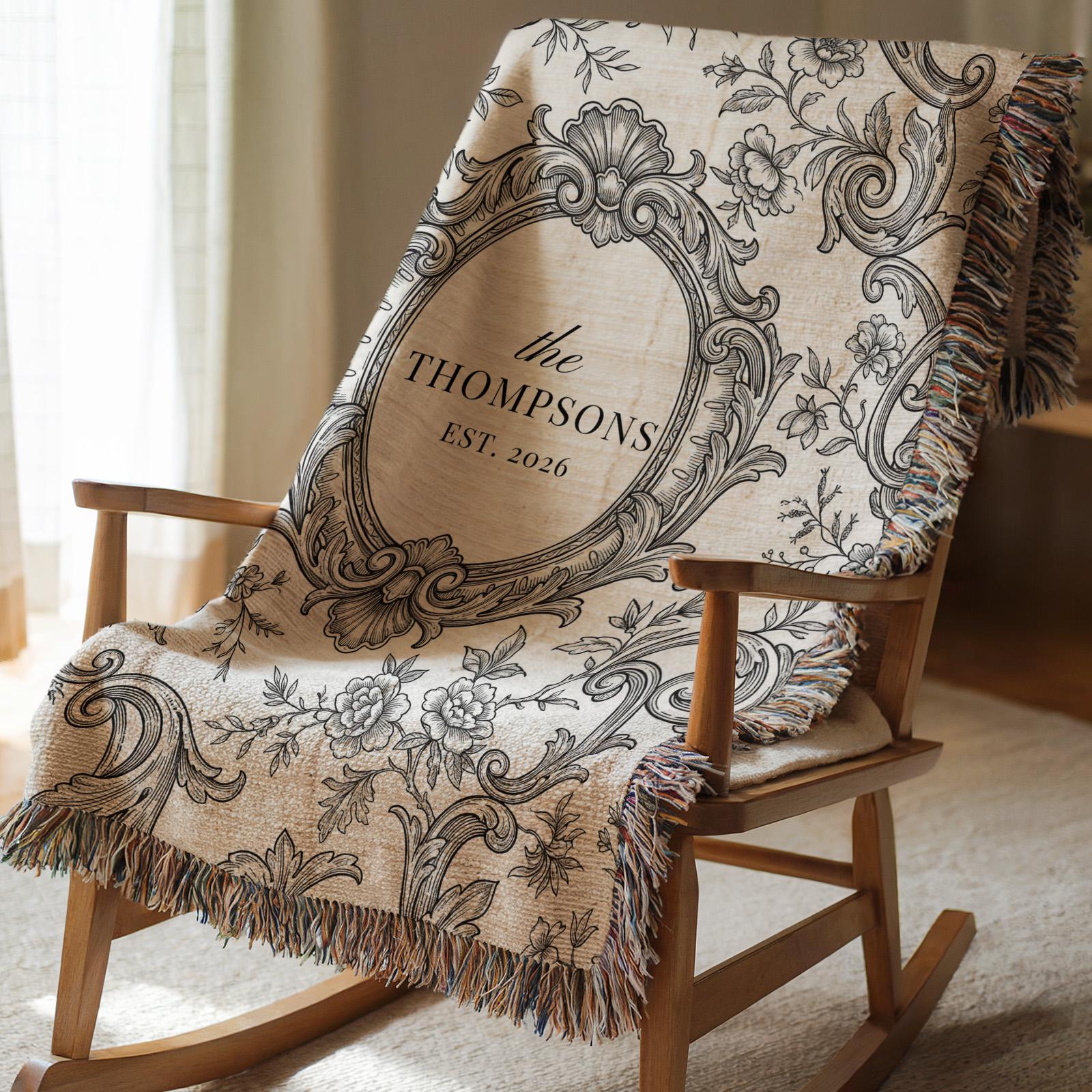 Personalized Toile Monogram Blanket