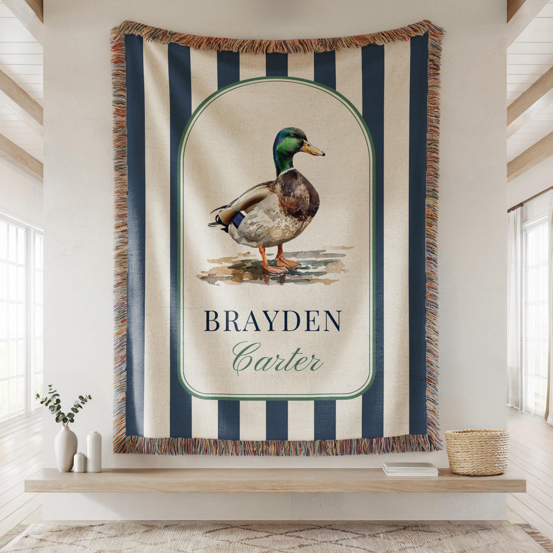 Personalized Preppy Mallard Duck Baby Blanket