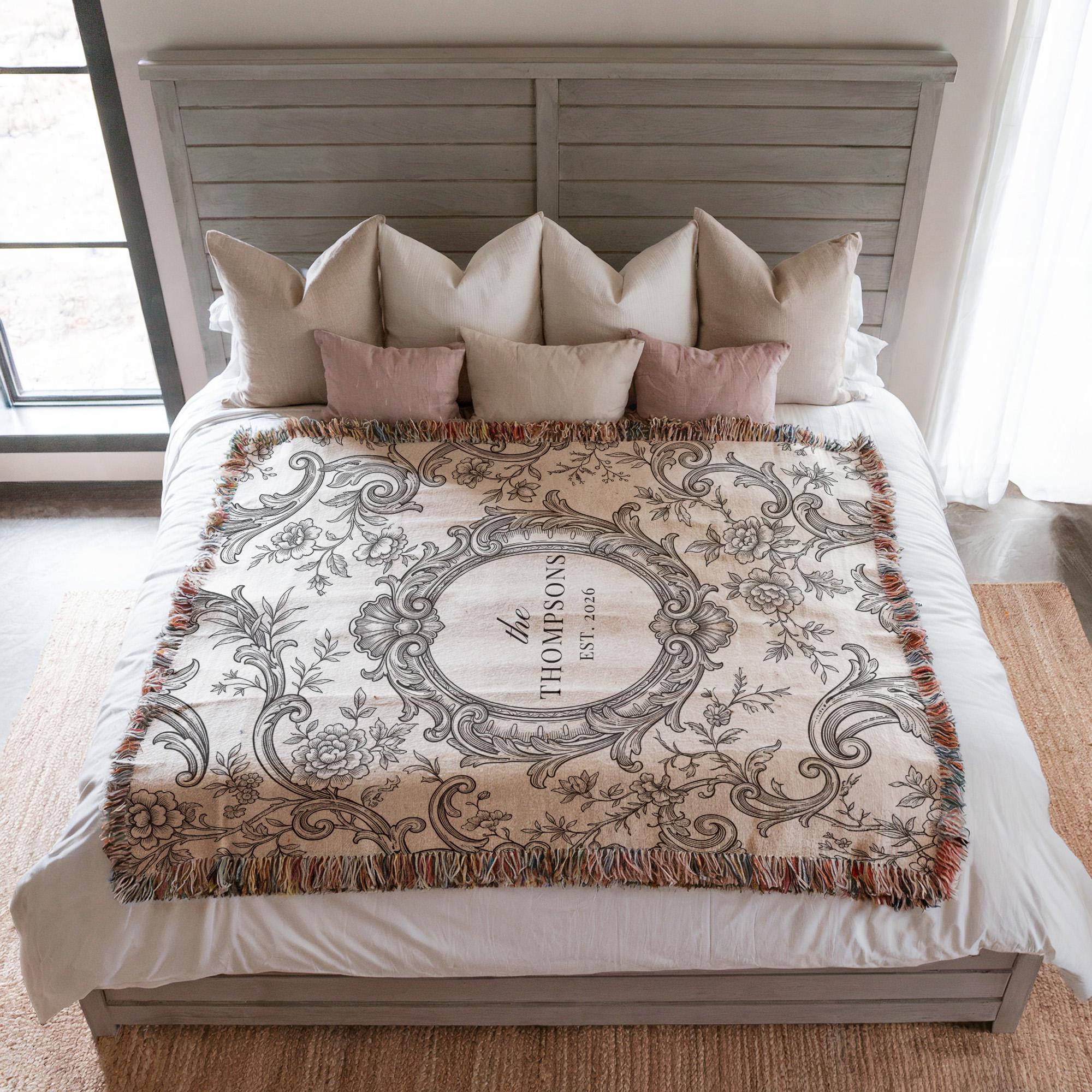 Personalized Toile Monogram Blanket