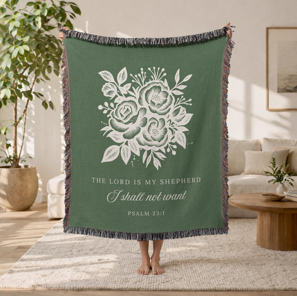 Christian Floral Blanket Psalm 23:1 The Lord Is My Shepherd Faith Gift for Women Mom Grandma Scripture Throw Comfort Encouragement Gift