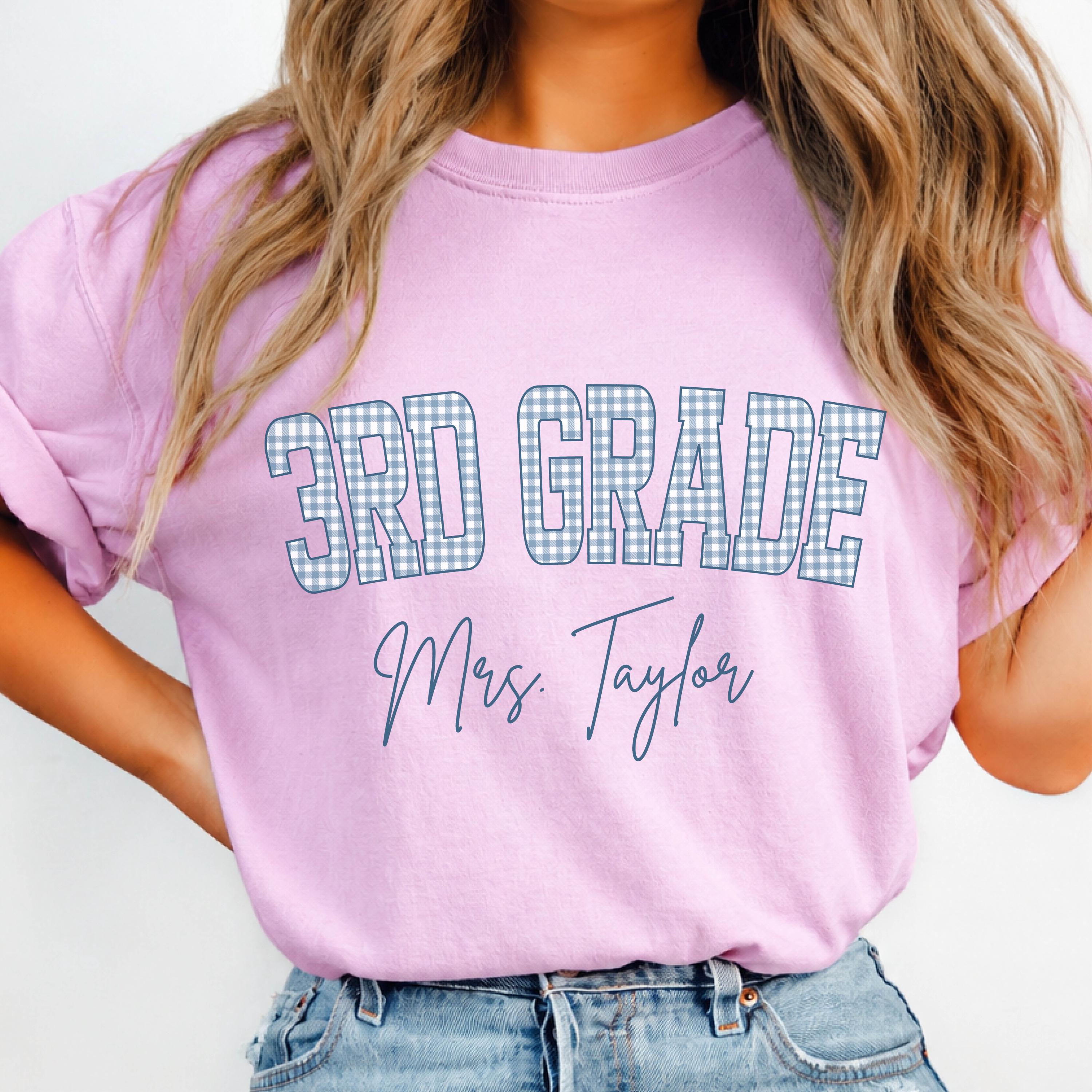 Gingham Teacher Name Tshirt