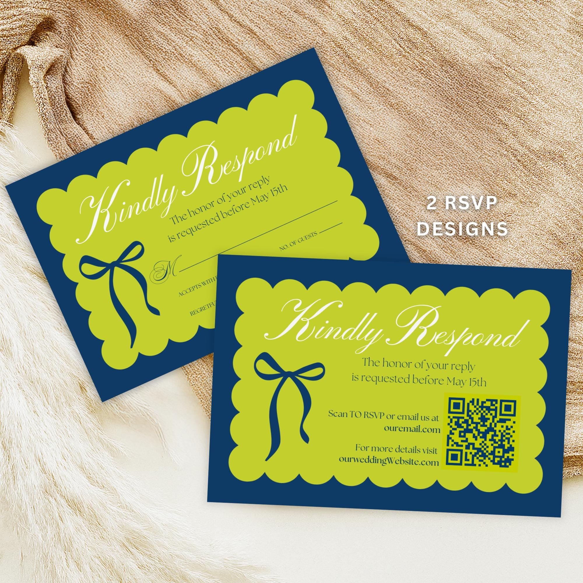 Navy Lime Wedding Invitation Templates