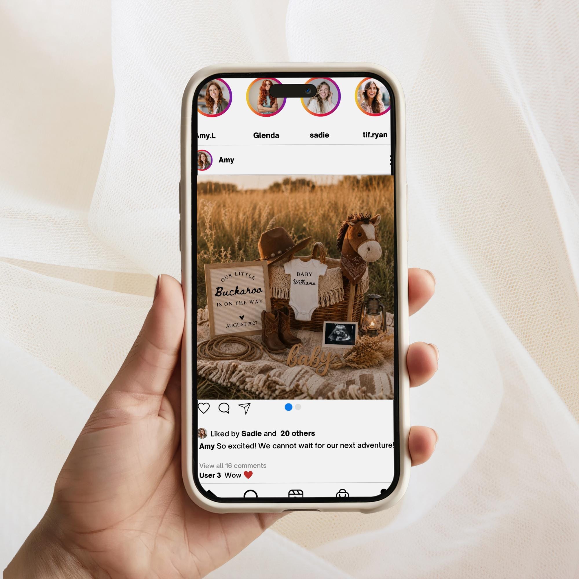 Digital Cowboy Pregnancy Digital Announcment Template