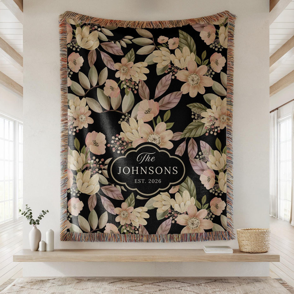 Personalized Floral Woven Blanket