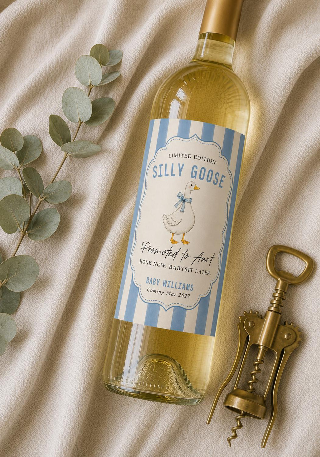 Funny Silly Goose Pregnancy Announcement Wine Label Template