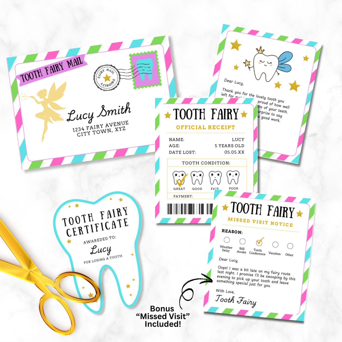 Colorful Tooth Fairy Letter Kit