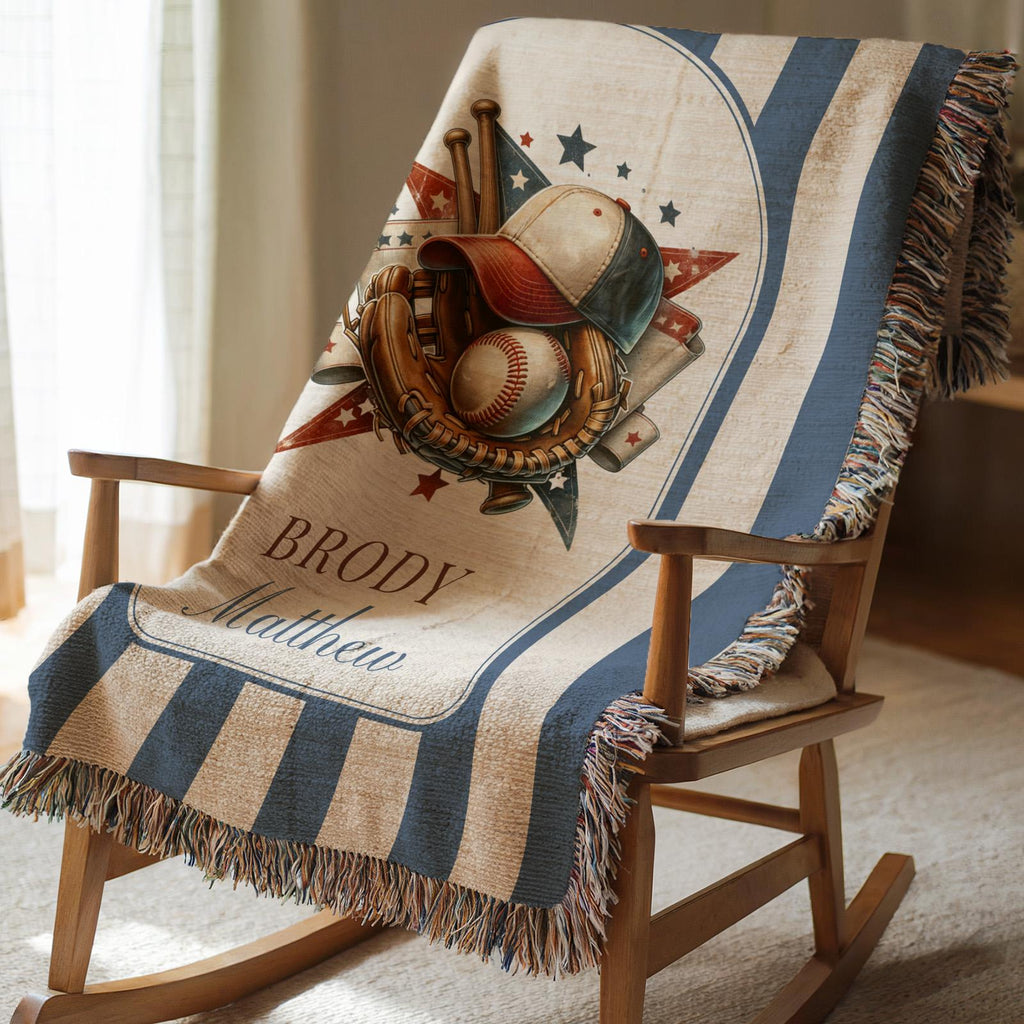 Personalized Baseball Baby Blanket