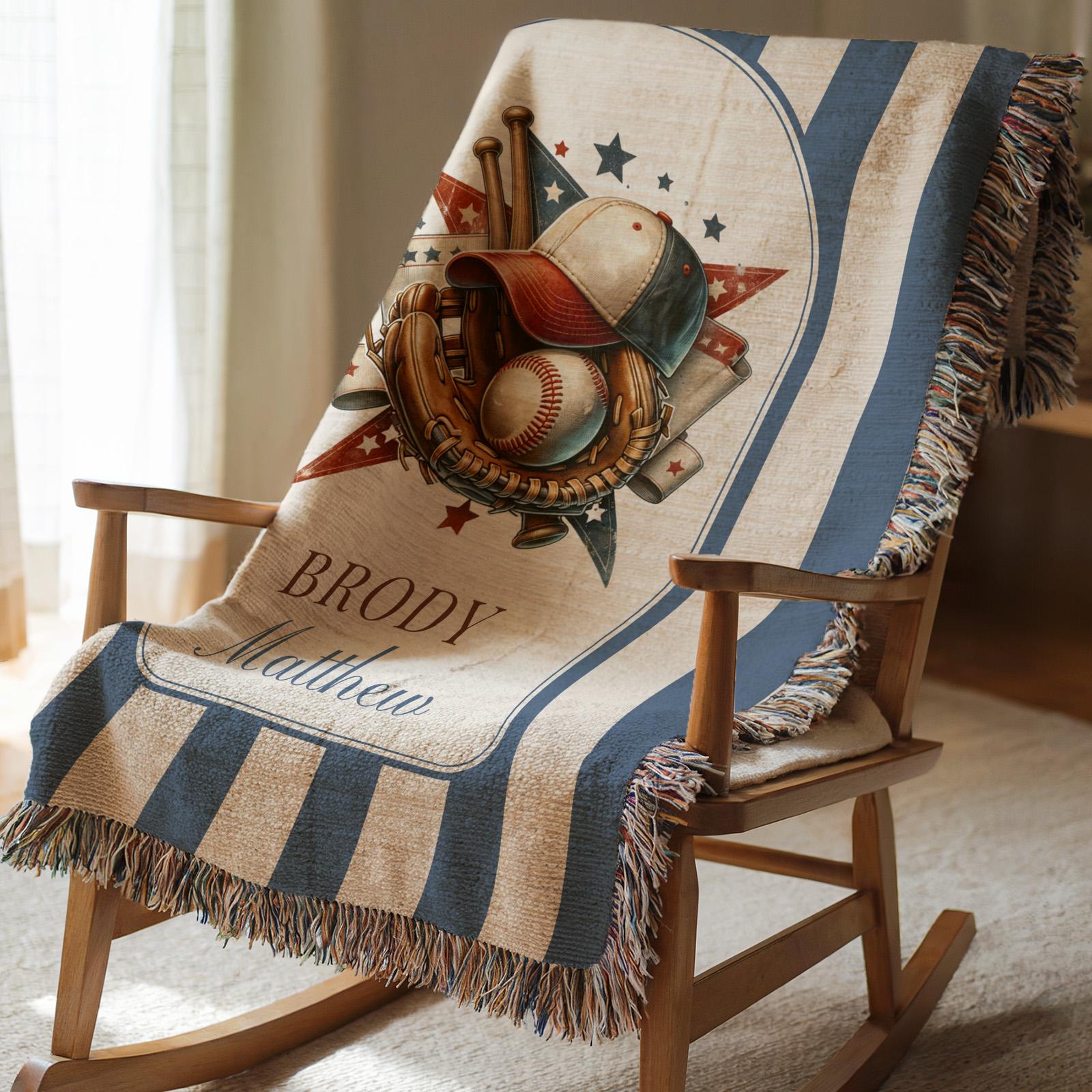 Personalized Baseball Baby Blanket