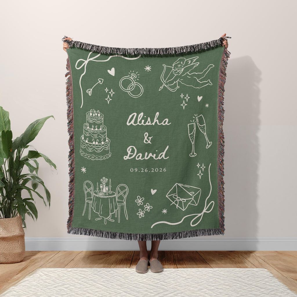 Wedding Doodle Blanket with Names