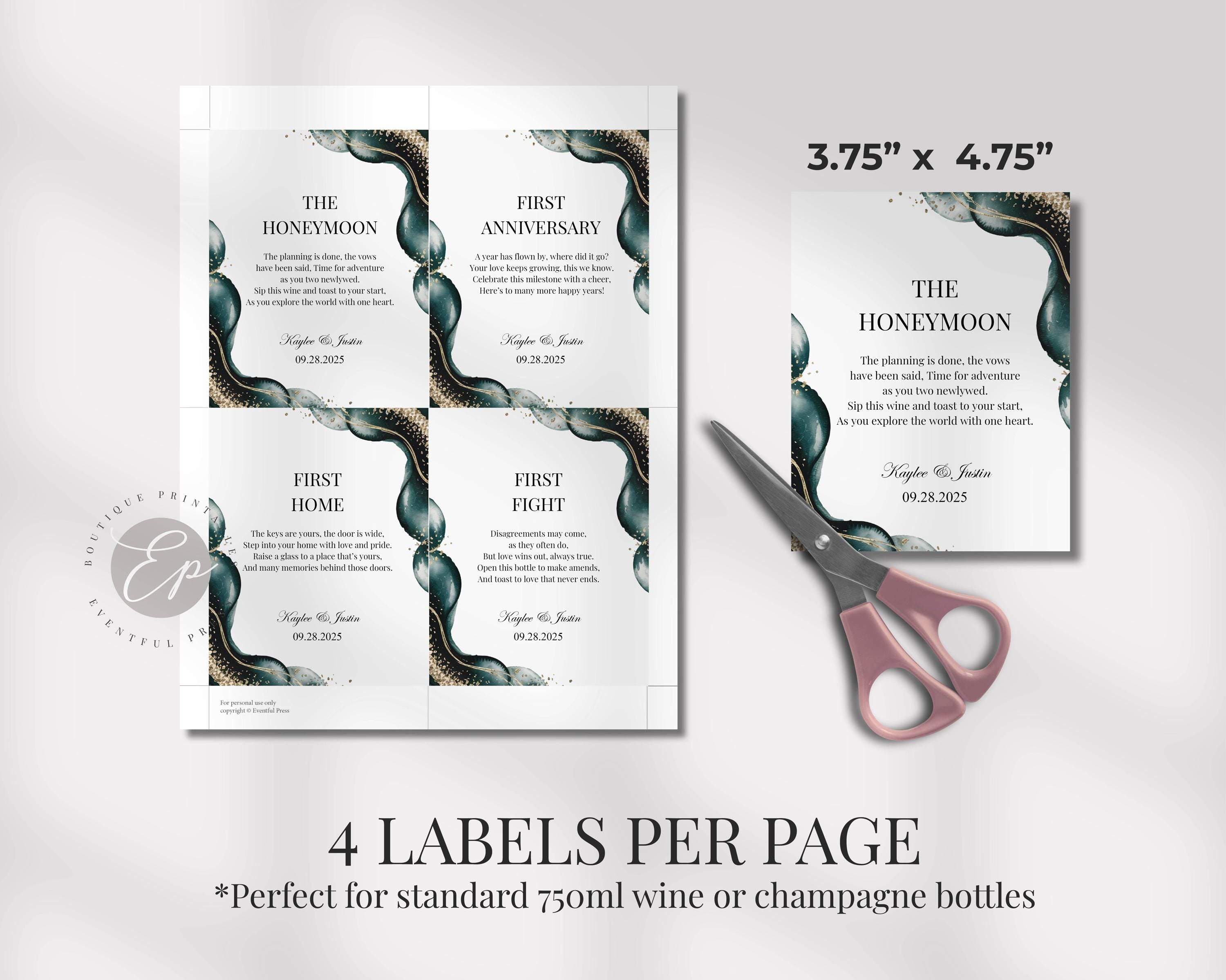 Wedding Wine Bottle Label Set