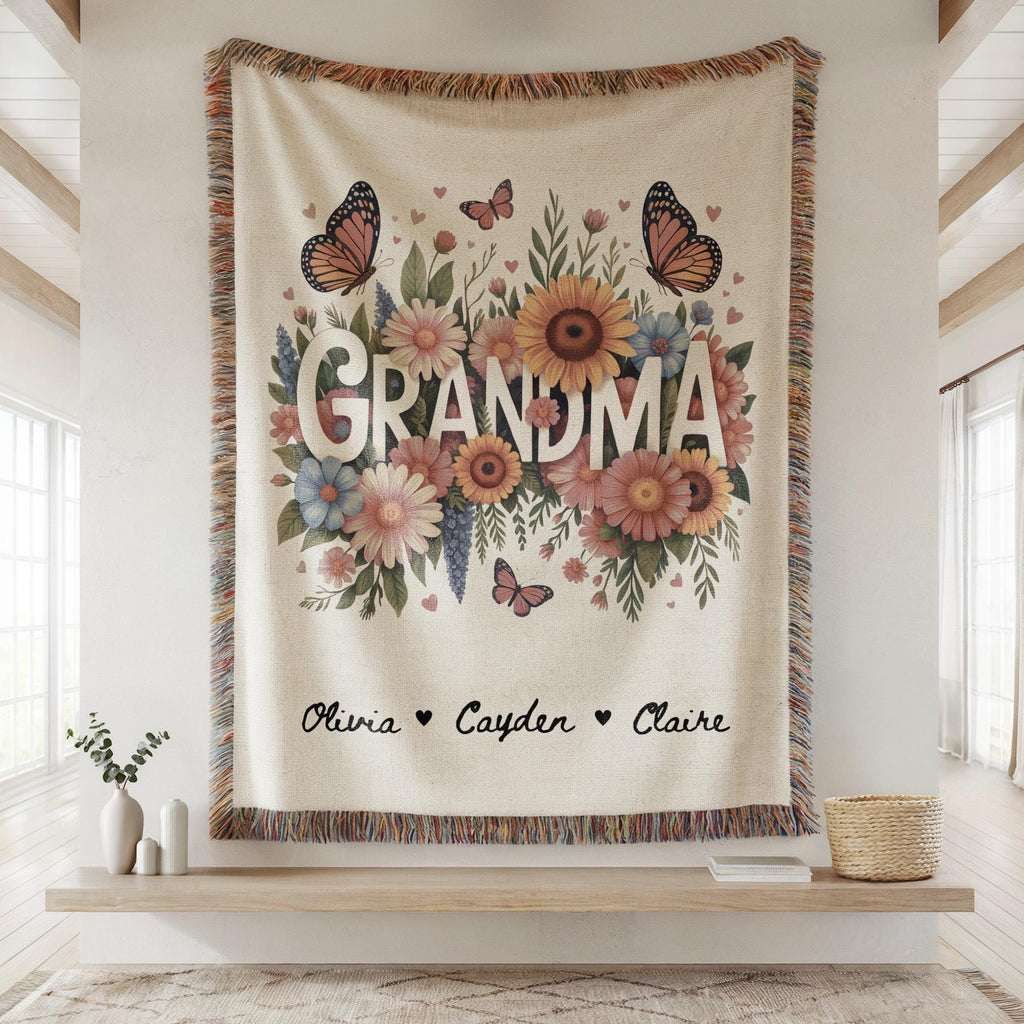 Personalized Grandma Blanket with Grandkids Names