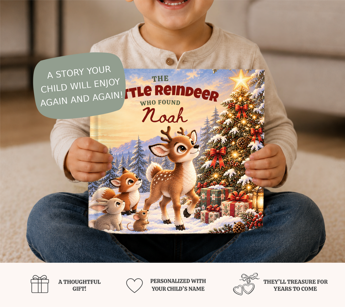 The Little Reindeer Who Found You, Personalized Christmas Book