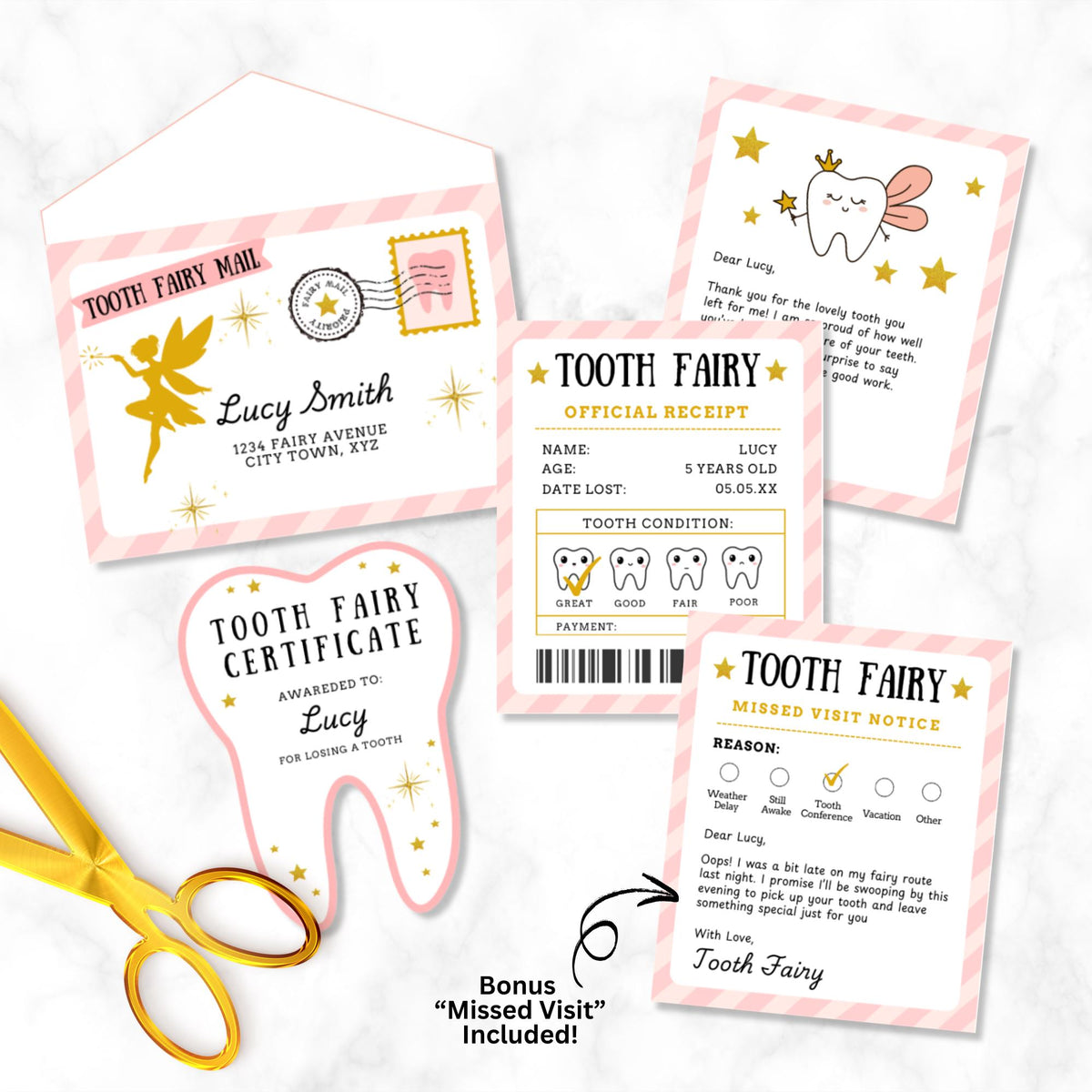 Pink Tooth Fairy Letter Kit