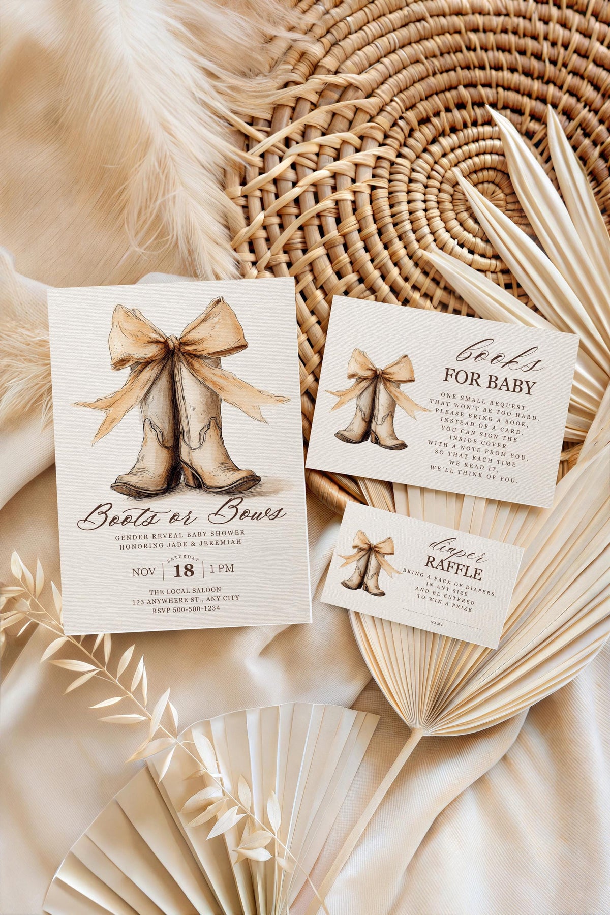Boots or Bows Gender Reveal Baby Shower Bundle