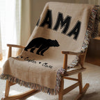 Personalized Mama Bear Woven Blanket