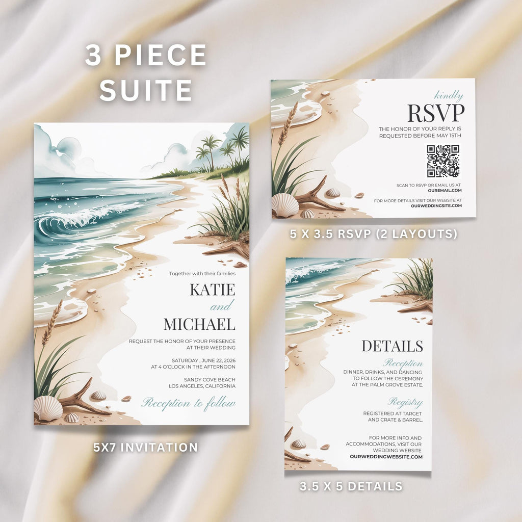 Beach Wedding Invitation Template