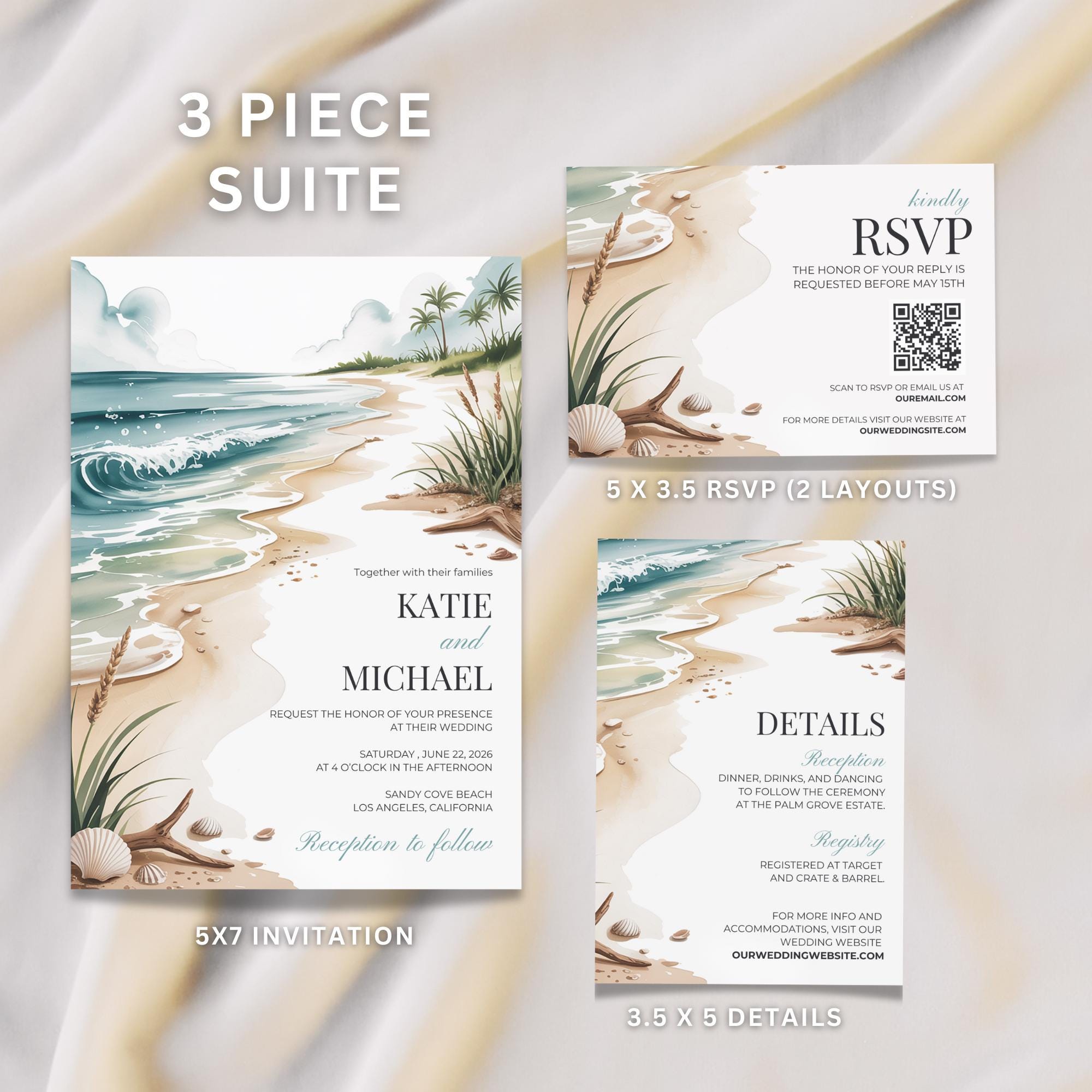 Beach Wedding Invitation Template