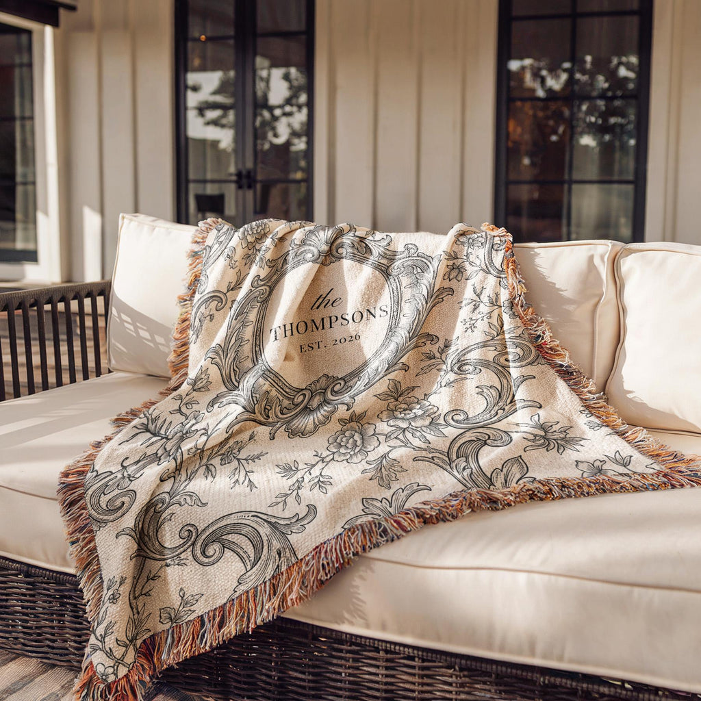 Personalized Toile Monogram Blanket