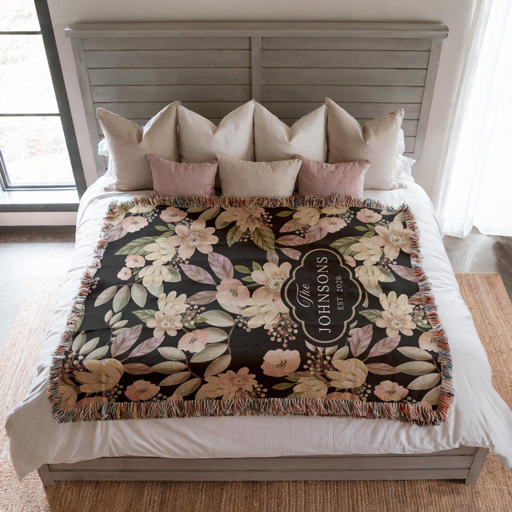 Personalized Floral Woven Blanket
