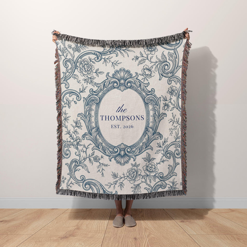 Personalized Toile Monogram Blanket