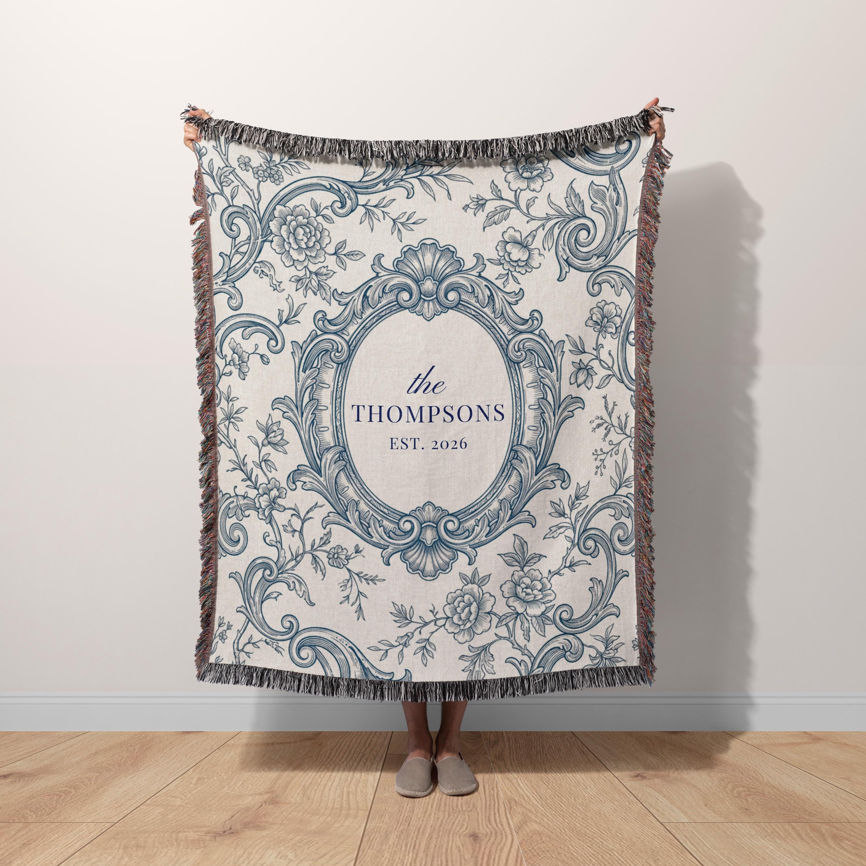 Personalized Toile Monogram Blanket