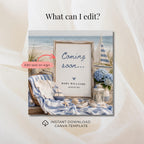 Digital Coastal Beach Pregnancy Announcment Template