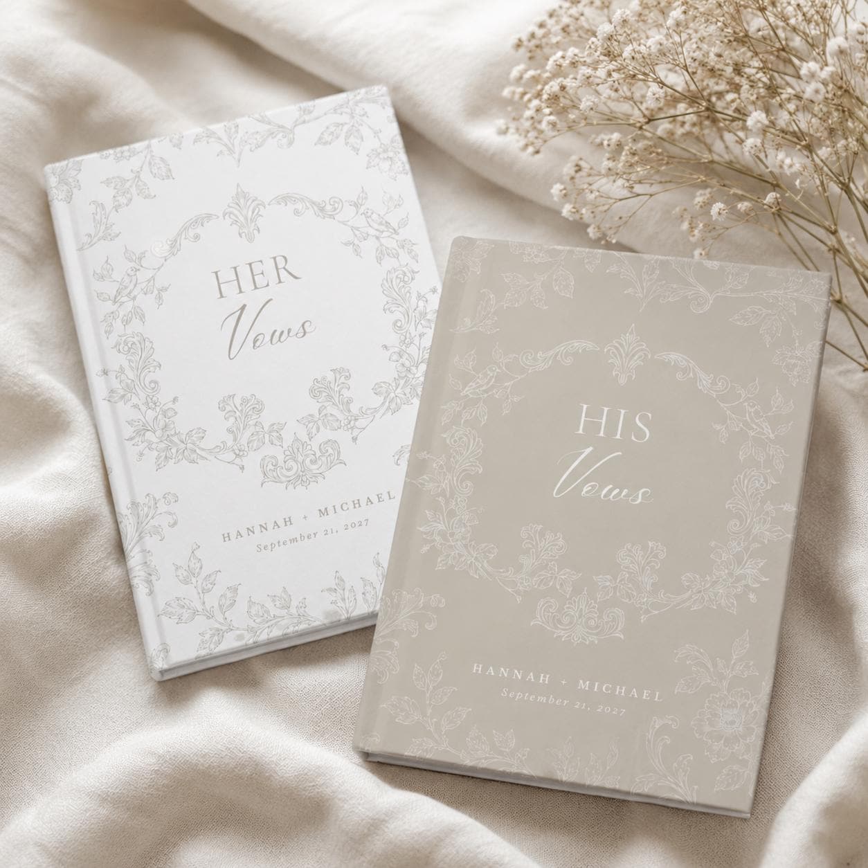 Personalized Toile Wedding Vow Book