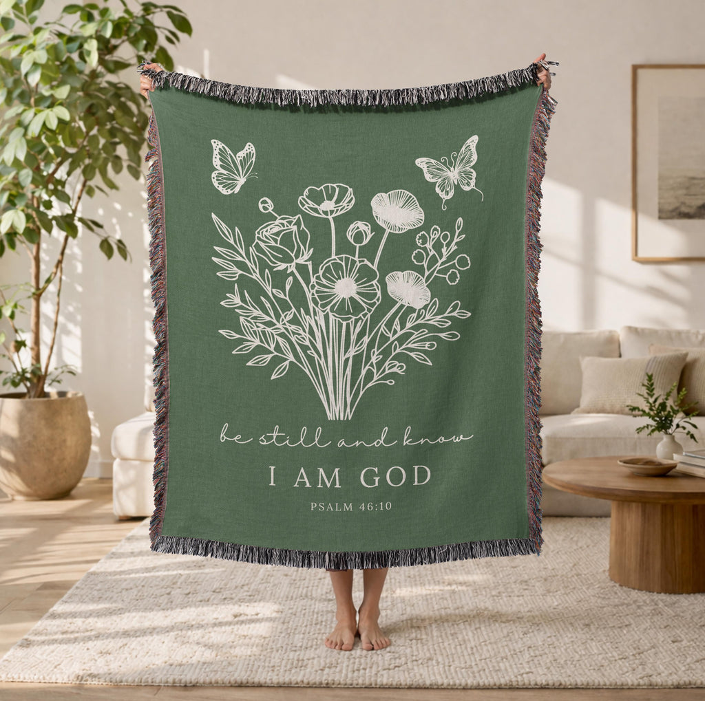 Floral Christian Blanket Be Still and Know I Am God Psalm 46:10 Faith Gift for Women Mom Grandma Scripture Throw Comfort Healing Gift