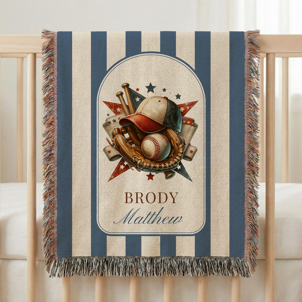 Personalized Baseball Baby Blanket