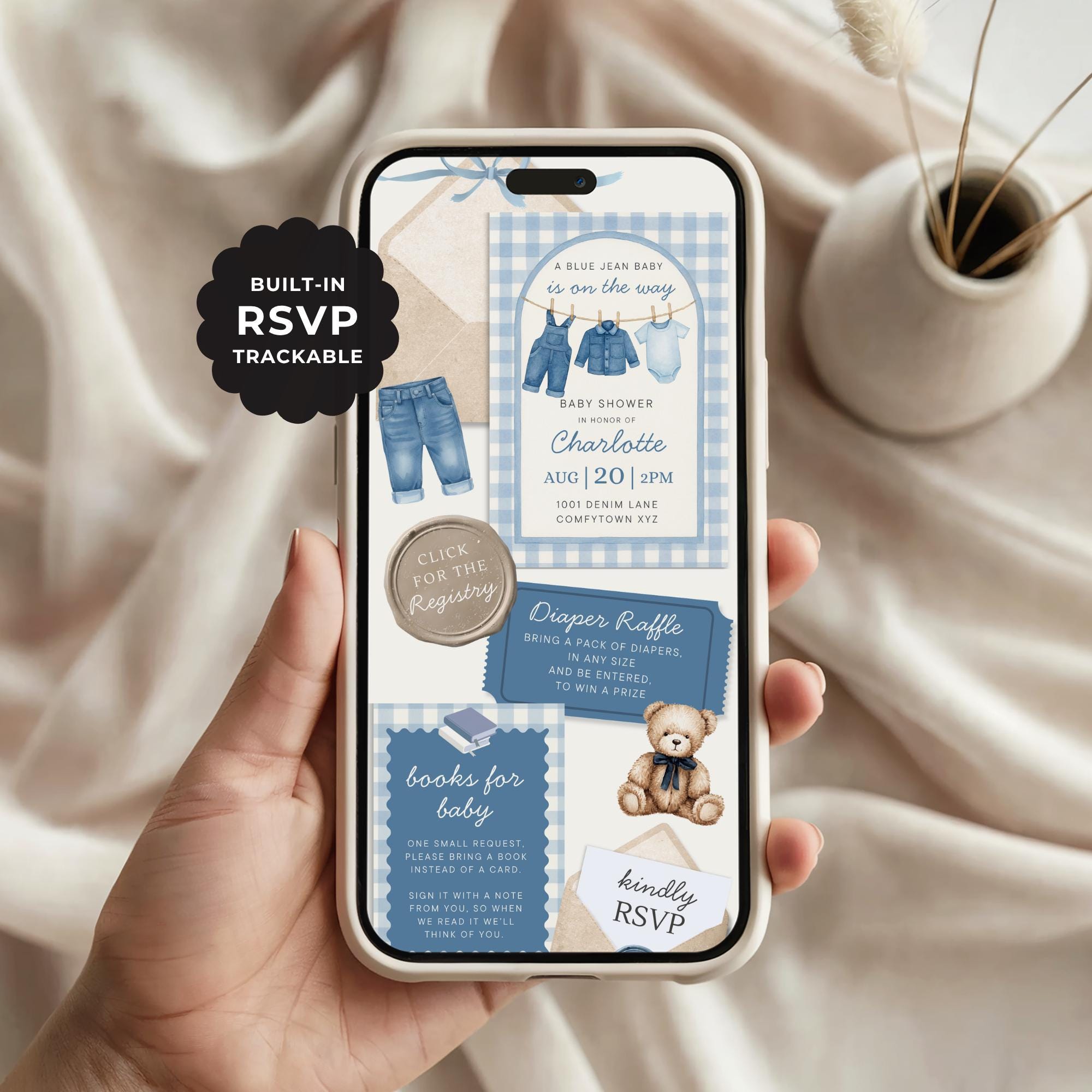 Blue Jean Baby Shower Website Invitation