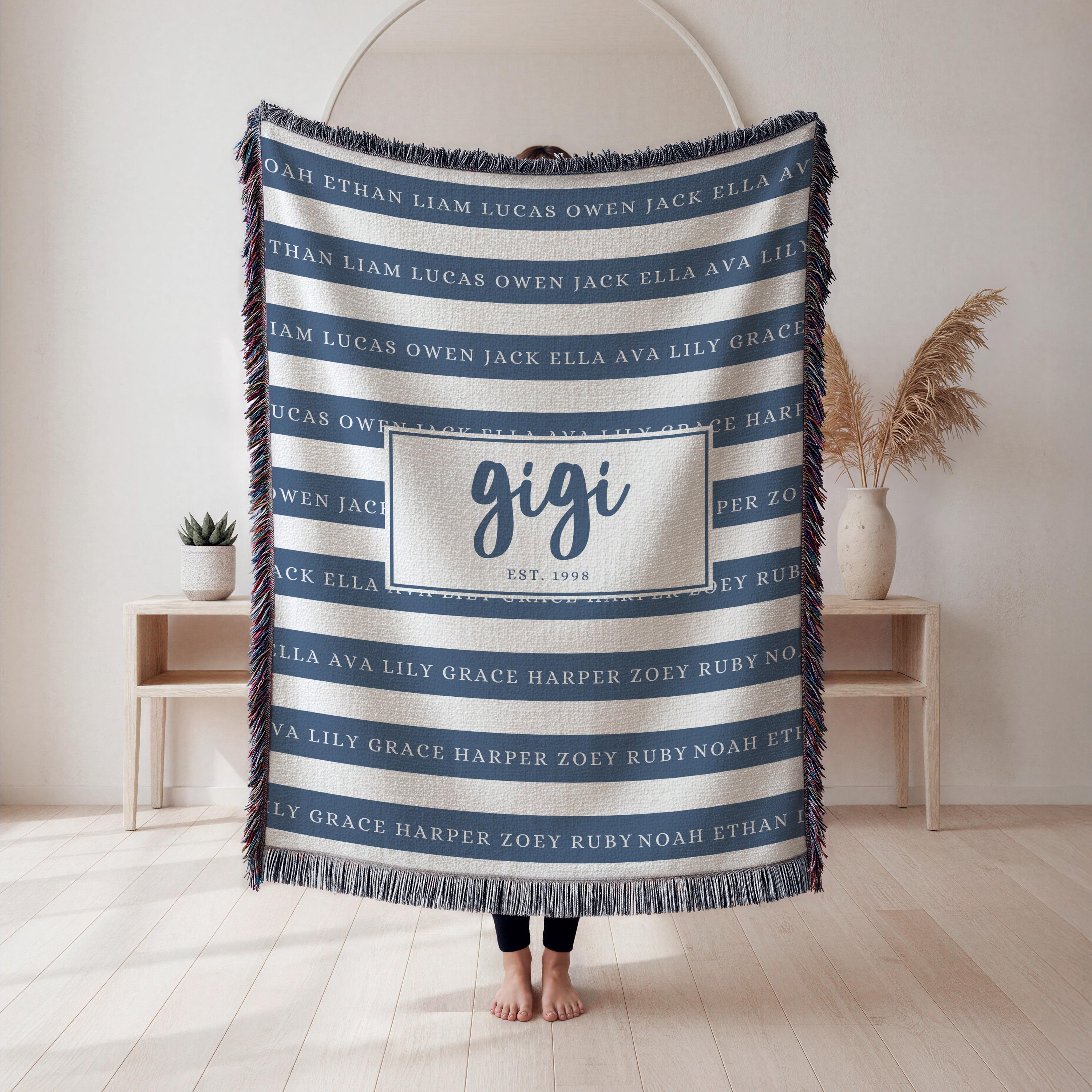 Personalized Grandma Blanket with Grandkids Names