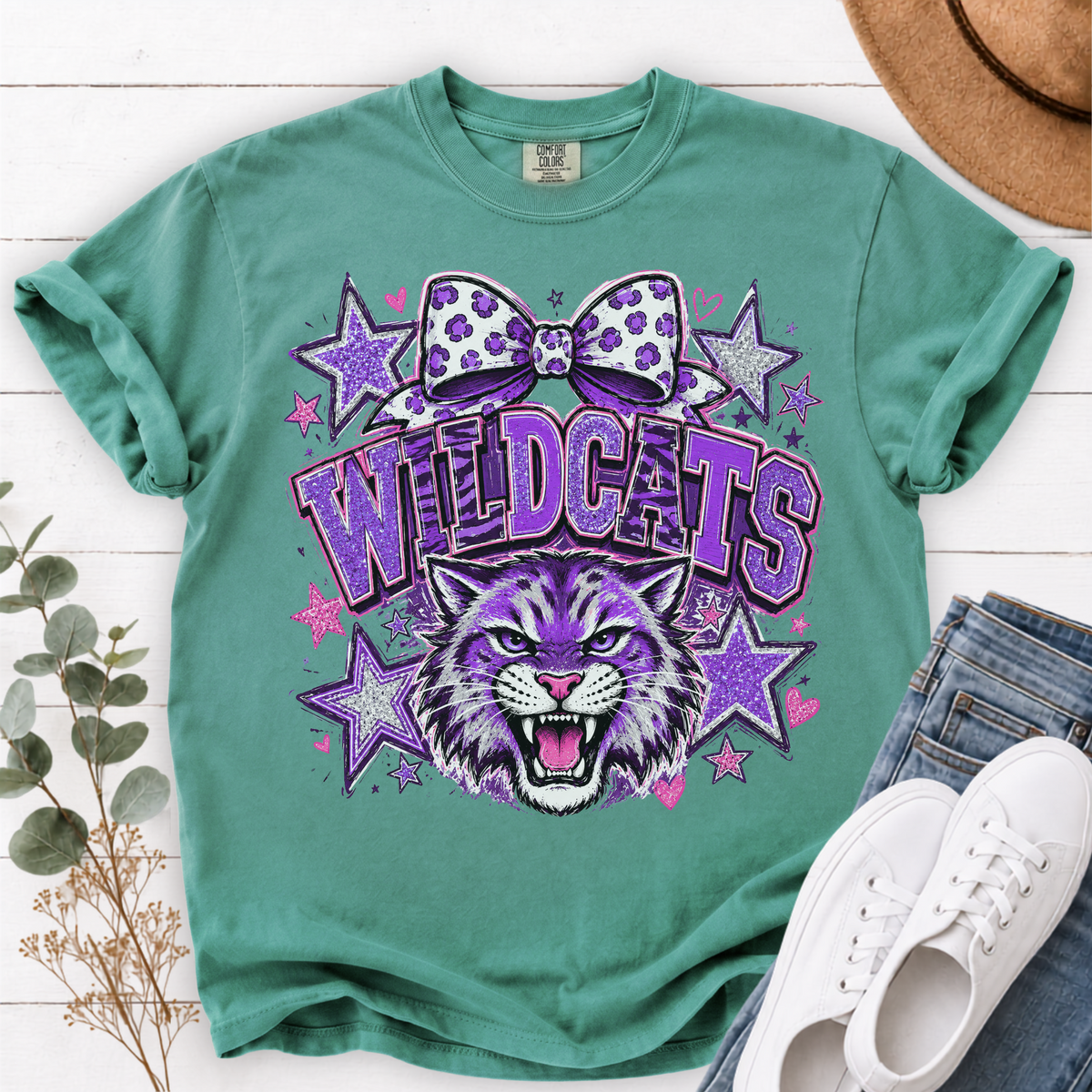 Purple Wildcats Coquette Mascot Shirt