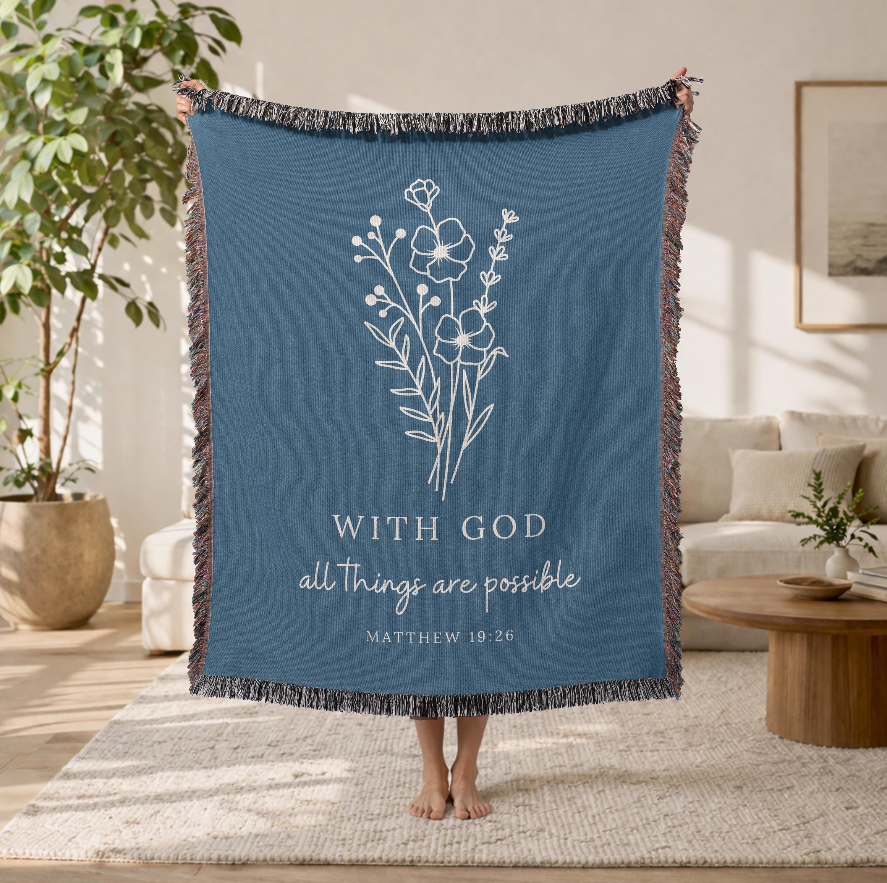 With God All Things Are Possible Woven Blanket