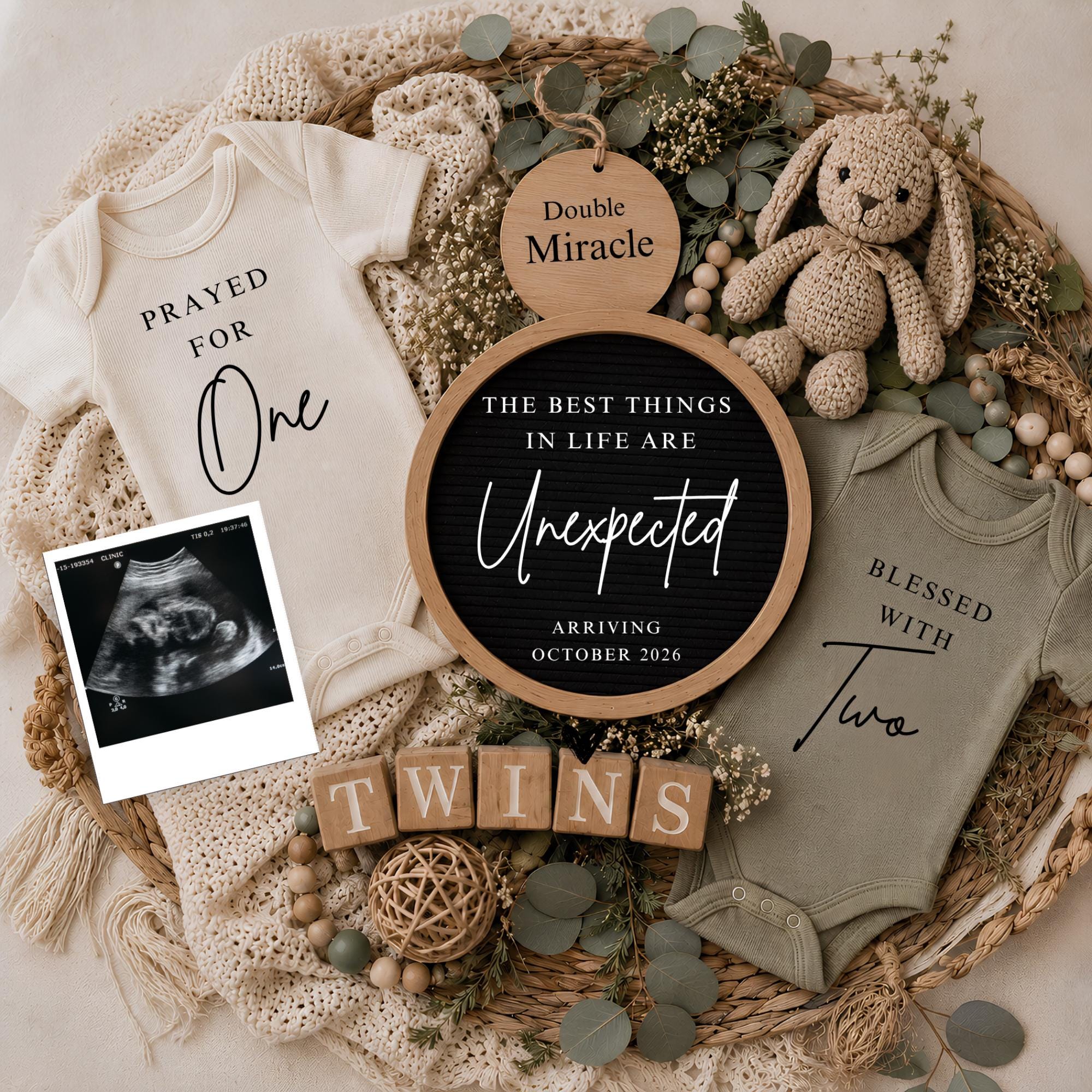 Digital Twins Pregnancy Announcment Template
