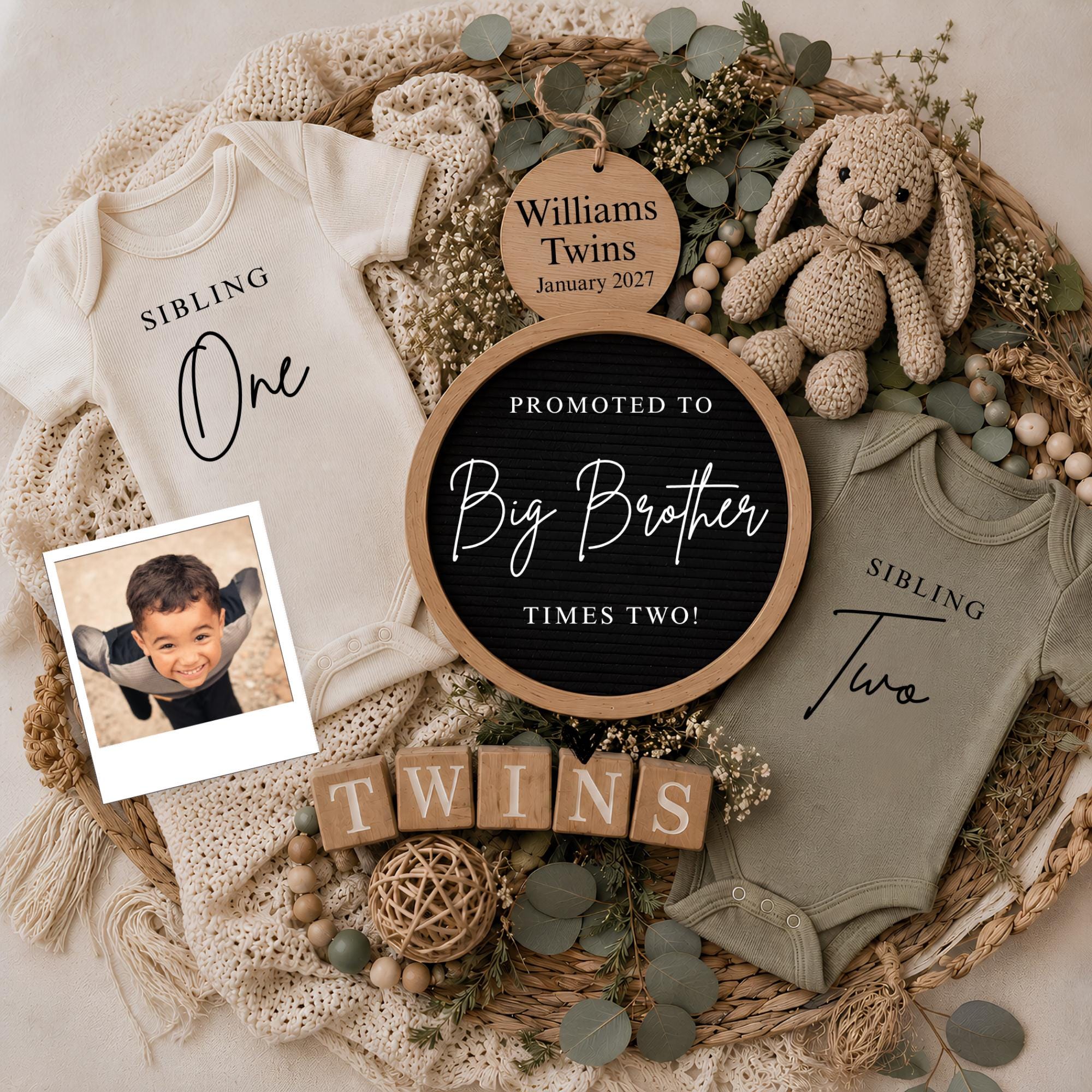 Digital Twins Pregnancy Announcment Template