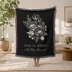 God Is Good All The Time Woven Blanket Faith Gift for Women Mom Grandma Scripture Throw Inspirational Christian Decor Gift