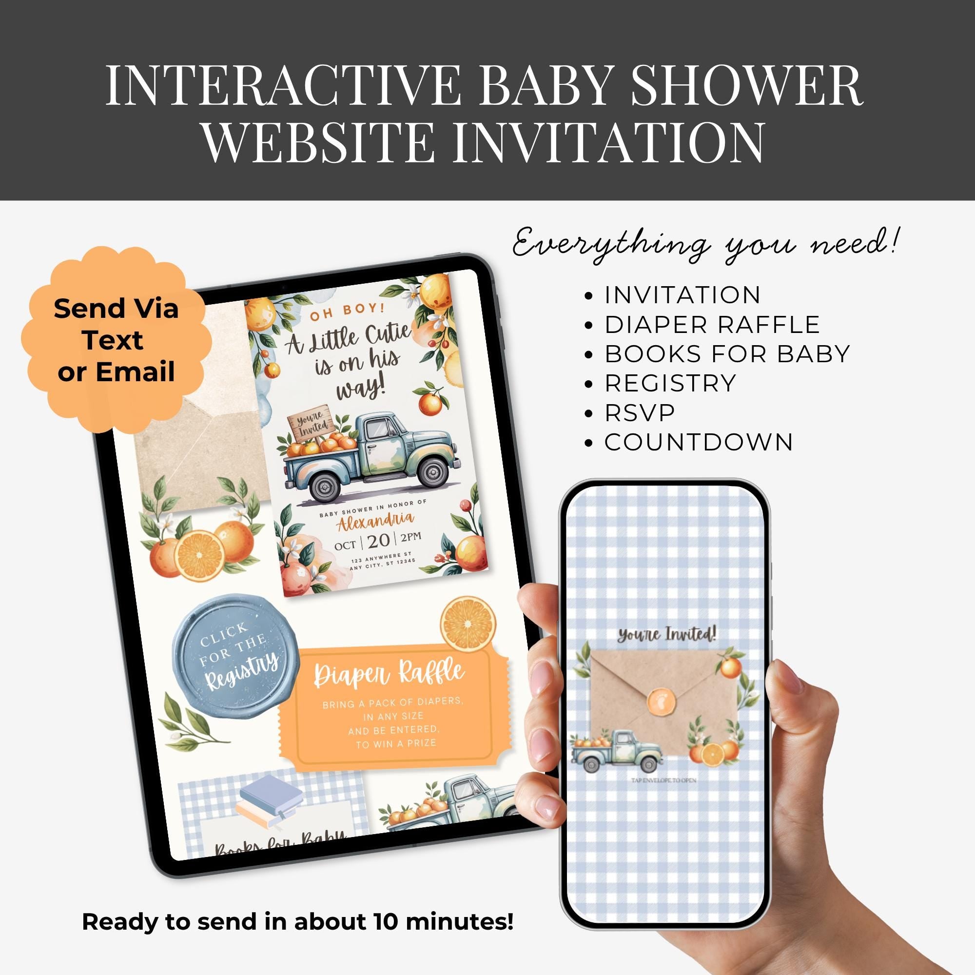 Little Cutie Baby Shower Website Invitation