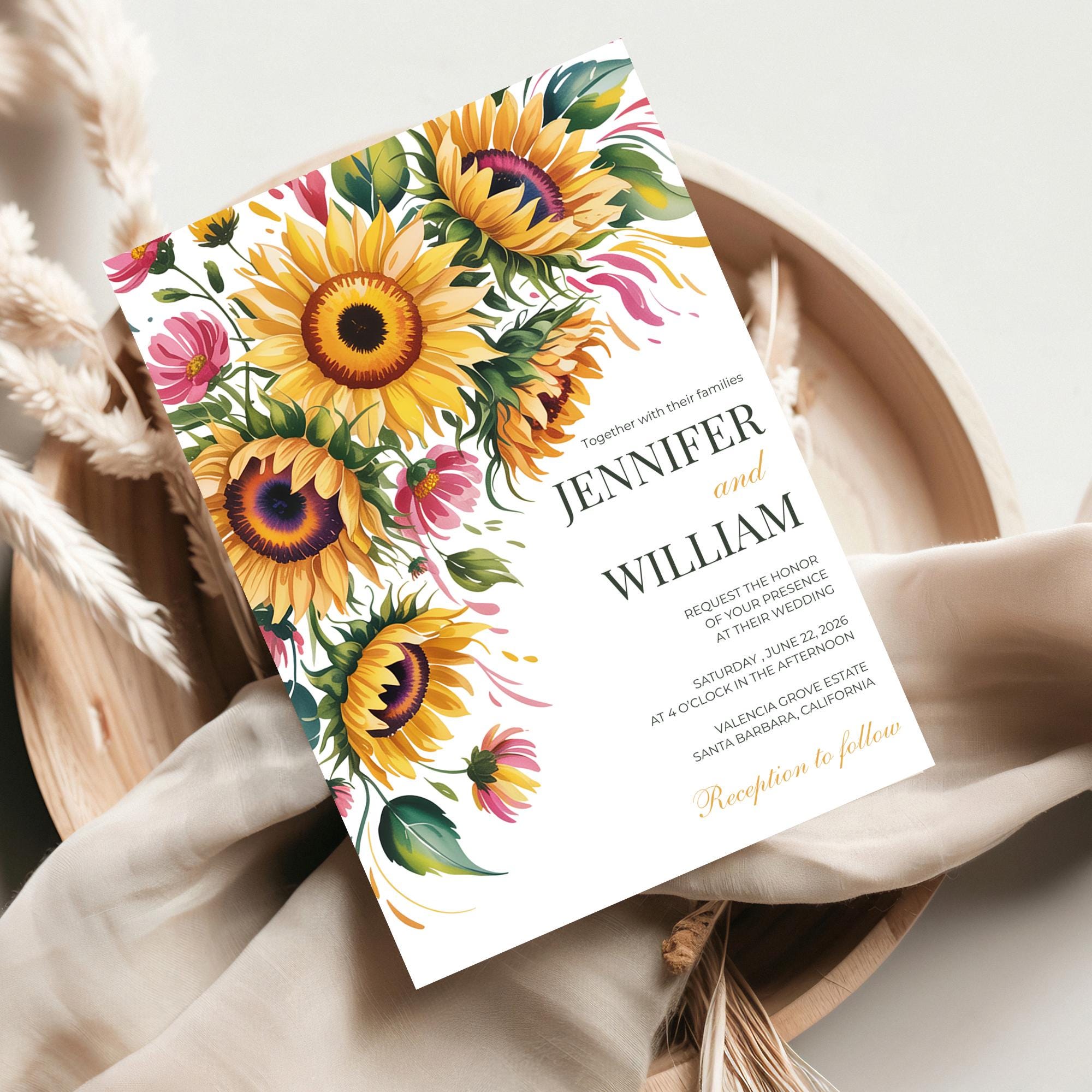 Sunflower Wedding Invitation Set