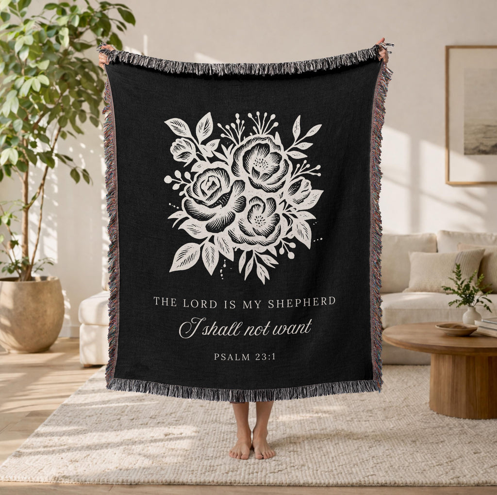 Christian Floral Blanket Psalm 23:1 The Lord Is My Shepherd Faith Gift for Women Mom Grandma Scripture Throw Comfort Encouragement Gift