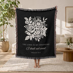 Christian Floral Blanket Psalm 23:1 The Lord Is My Shepherd Faith Gift for Women Mom Grandma Scripture Throw Comfort Encouragement Gift
