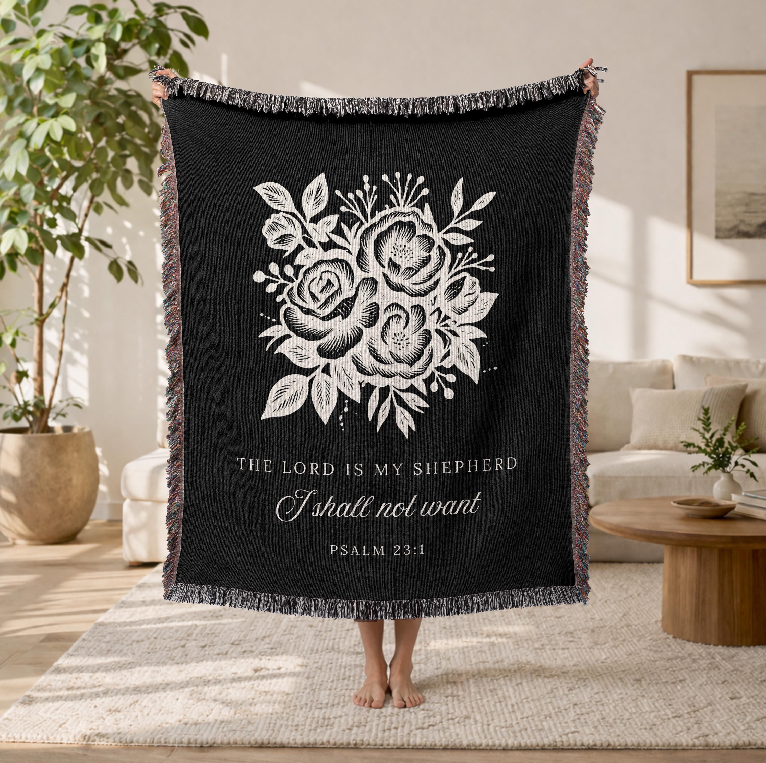 Christian Floral Blanket Psalm 23:1 The Lord Is My Shepherd Faith Gift for Women Mom Grandma Scripture Throw Comfort Encouragement Gift