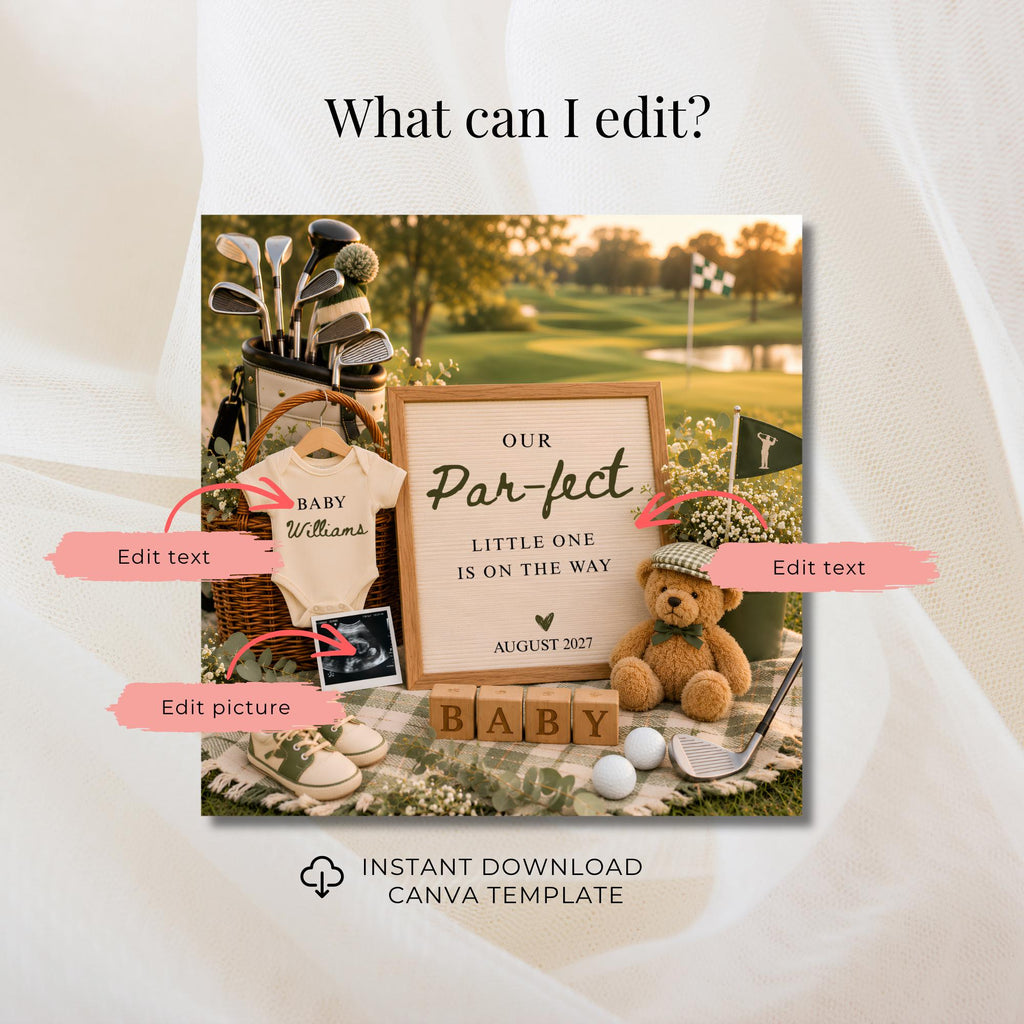 Digital Golf Pregnancy Announcment Template