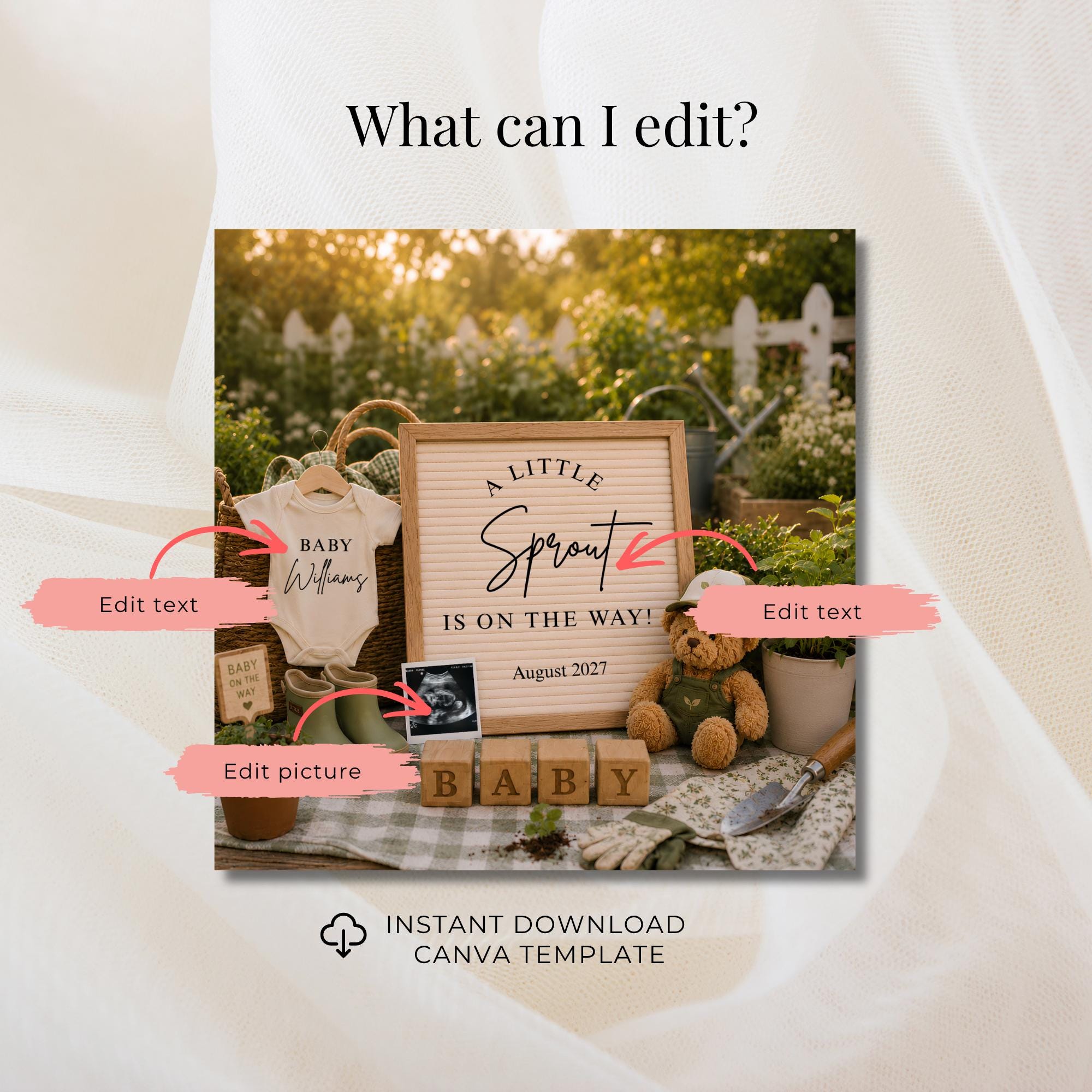 Digital Sprout Pregnancy Announcment Template