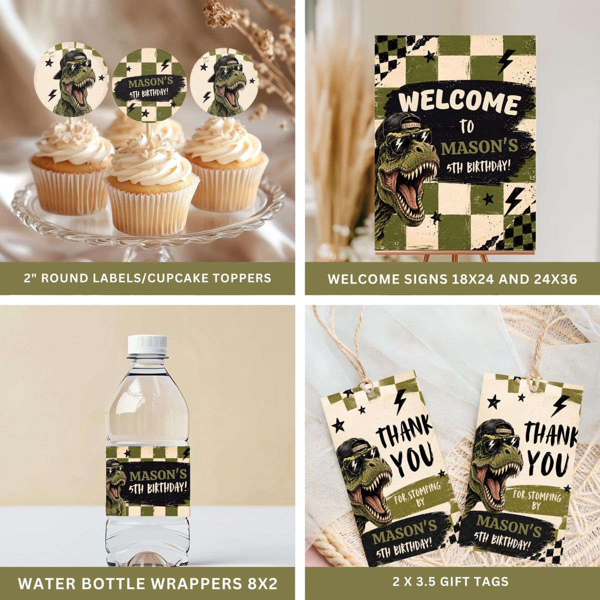 Five is a Vibe Dinosaur Birthday Bundle