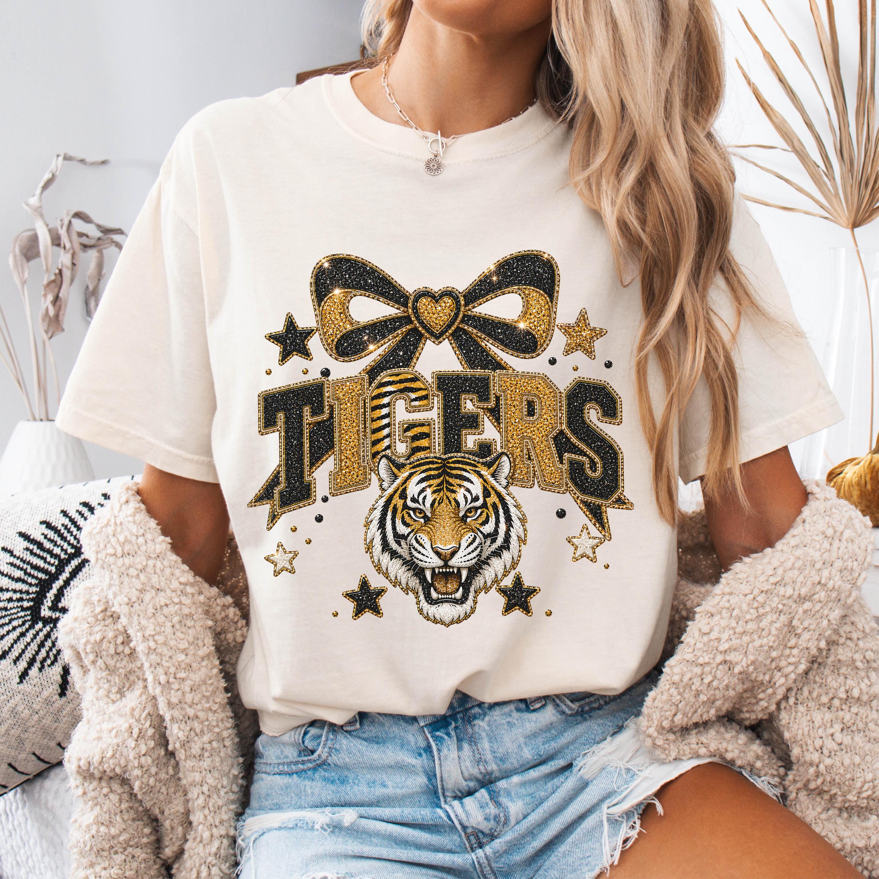 Faux Glitter Tigers Mascot Shirt