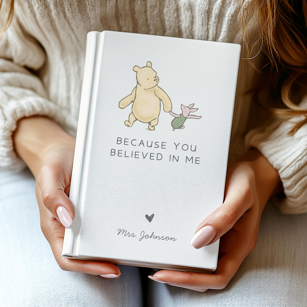 Personalized Teacher Appreciation Journal | Because You Believed In Me Notebook | Thank You Teacher Gift | Mentor Gift Keepsake