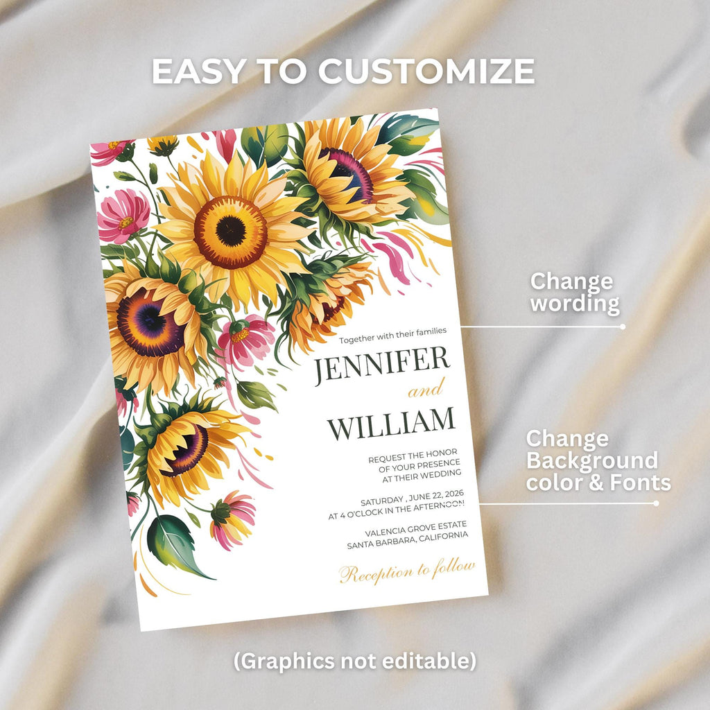 Sunflower Wedding Invitation Set