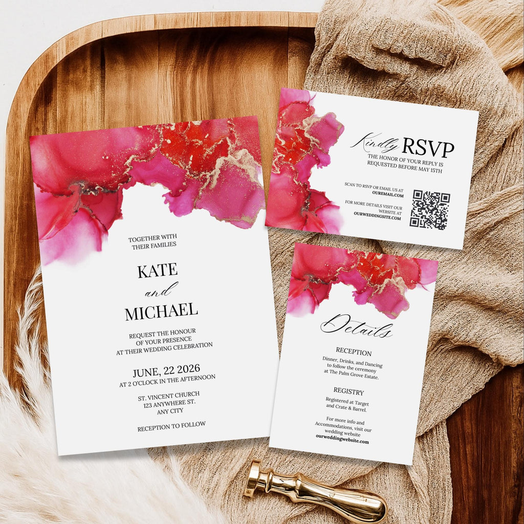 Magenta Wedding Invitation Suite