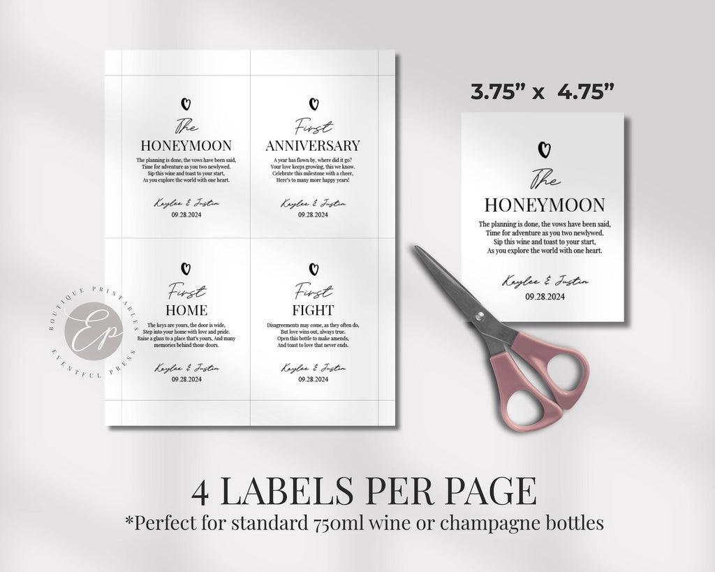 Marriage Milestone Wine Bottle Labels