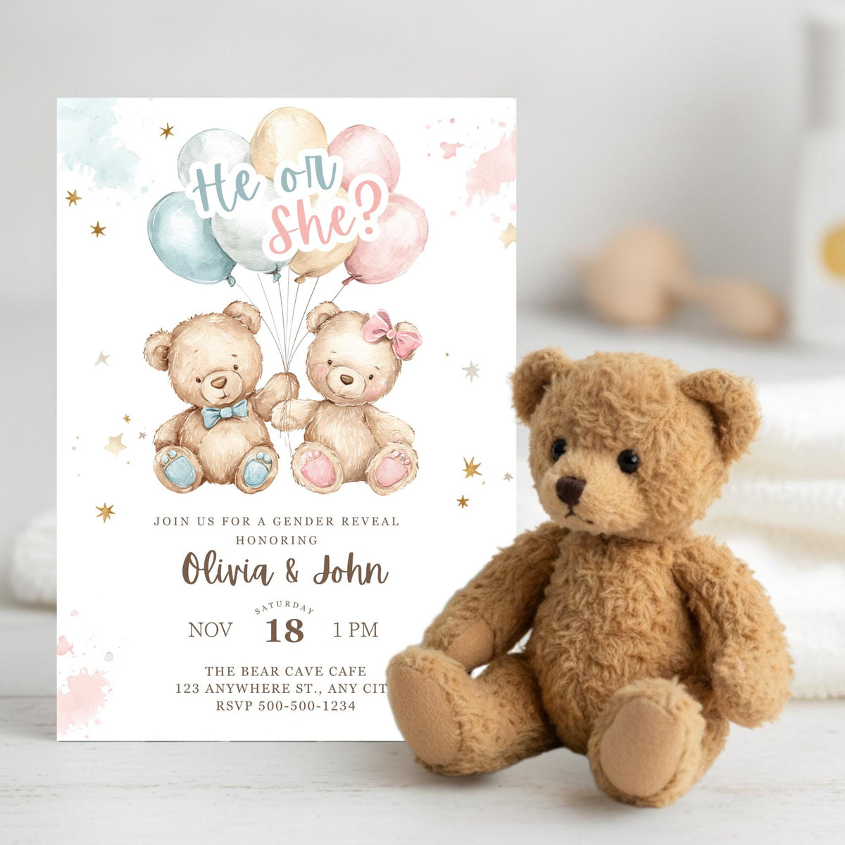 Teddy Bear Gender Reveal Party Kit Bundle